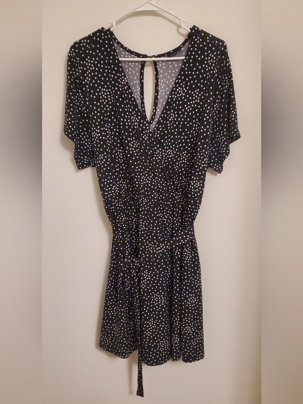 torrid Size 2 Black and White Polka Dot V-Neck Wrap Surplice Romper Dress